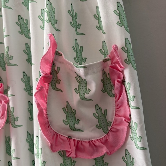 NEW Milk Silk CROCODILE FLUTTER DRESS Puffy Short Sleeves Girls 4 XL/Age8-9 Tall - Picture 3 of 7